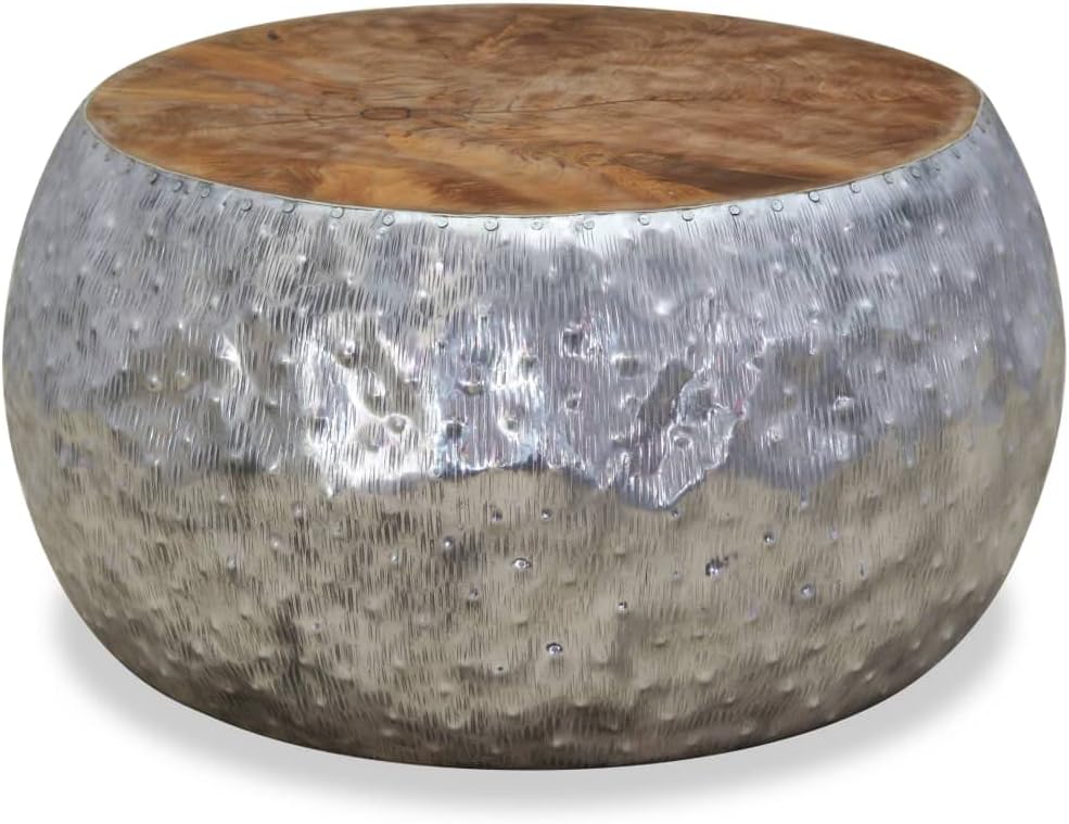 Beistelltisch aus Aluminium & Teak