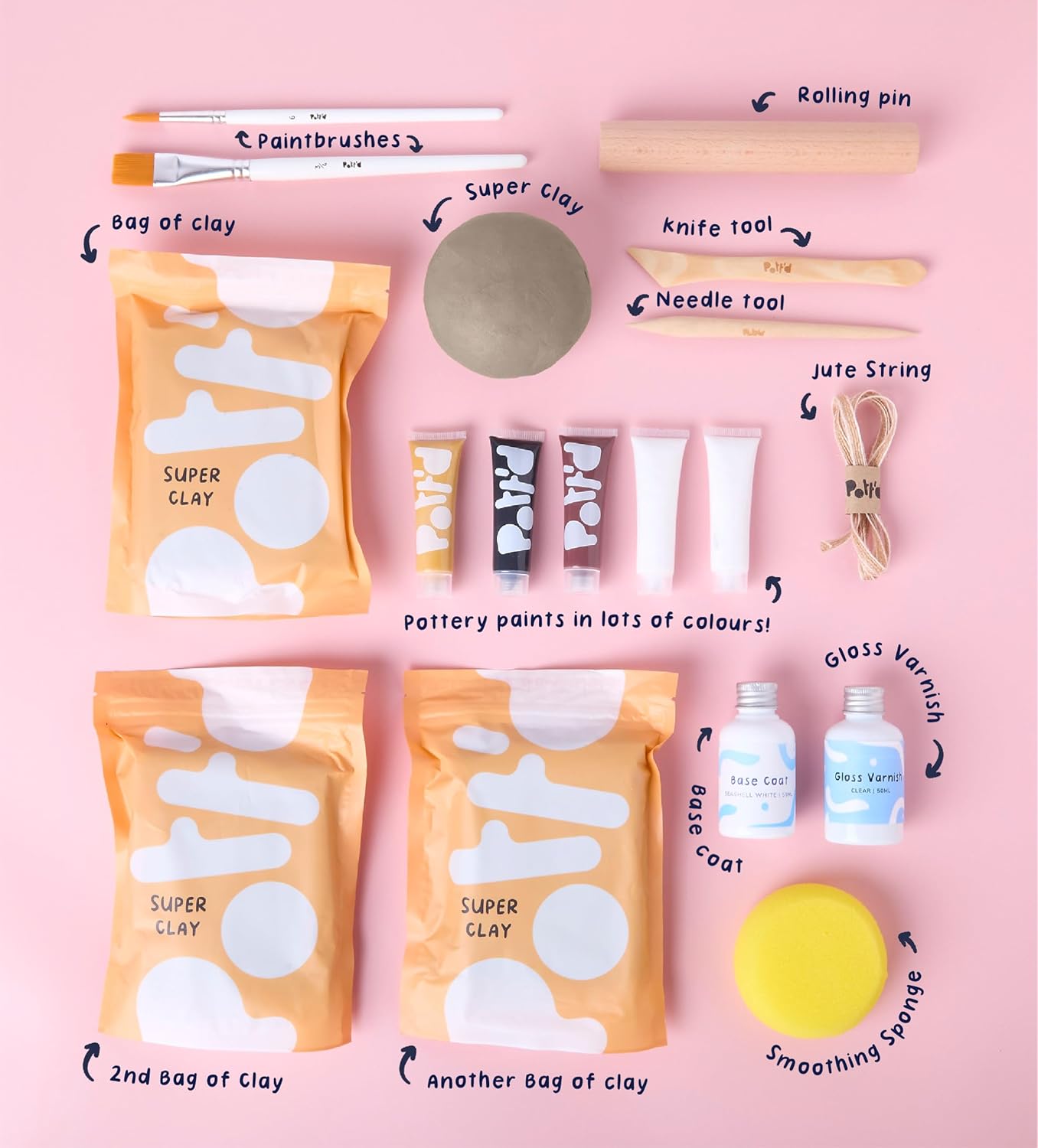 Mini-Töpfer-Set für Erwachsene mit Anleitung, Personalisierte Mini-Girlande