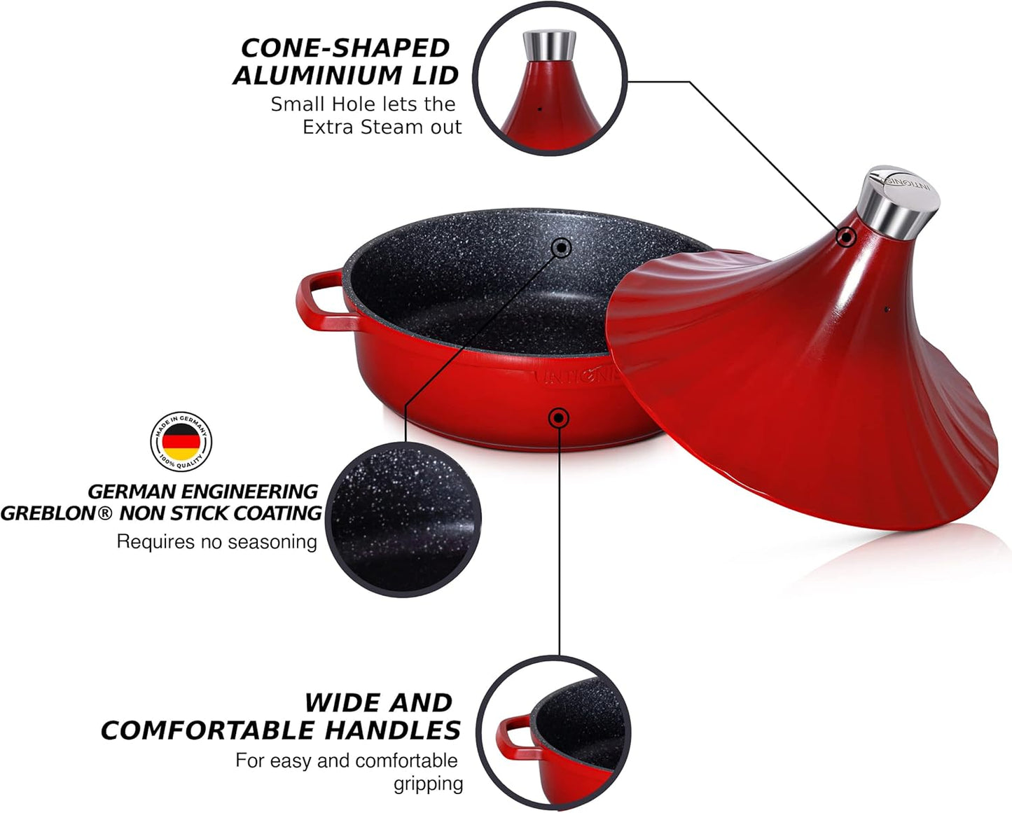 Tajine Topf 28 cm, rot