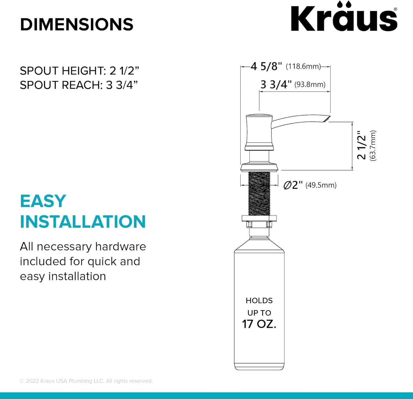 Einbau-Küchenseifen- und Lotionspender KSD-54SS, Edelstahl Traditioneller Stil