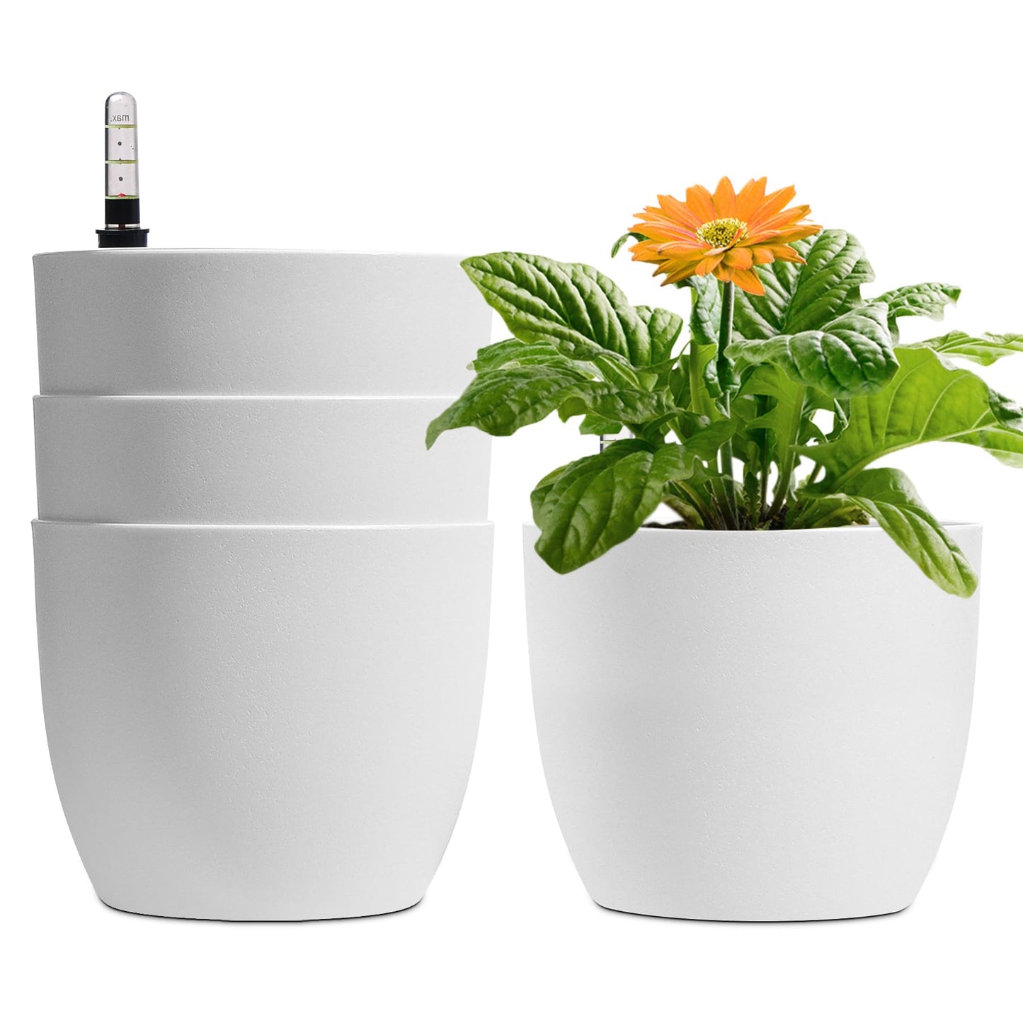 Selbstwässernder Blumentopf, Weiss 15.5*13cm