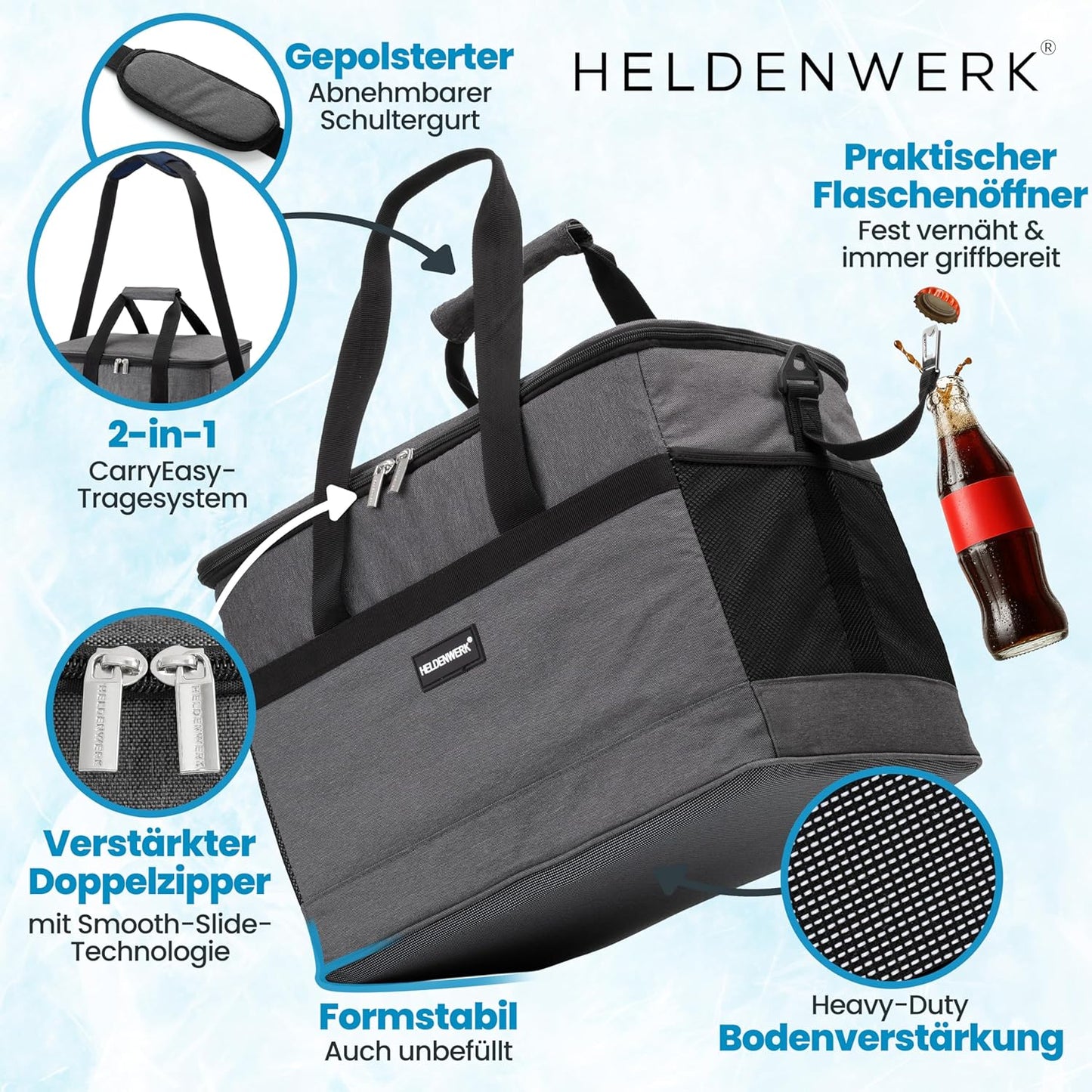 Faltbare Kühltasche, Dunkelgrau, 20L (L35 x B23 x H25 cm)