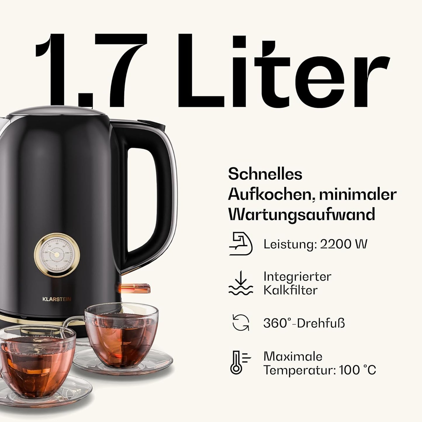 Retro Frühstücksset: Toaster & Wasserkocher-Set, Schwarz Toaster + Wasserkocher