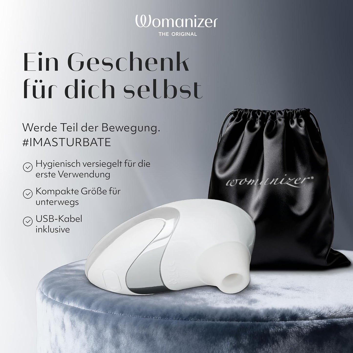 Pro W500 Klitoris-Stimulator, 12 Intensitätsstufen, Weiss, Chrome 1 Stück (1er Pack)