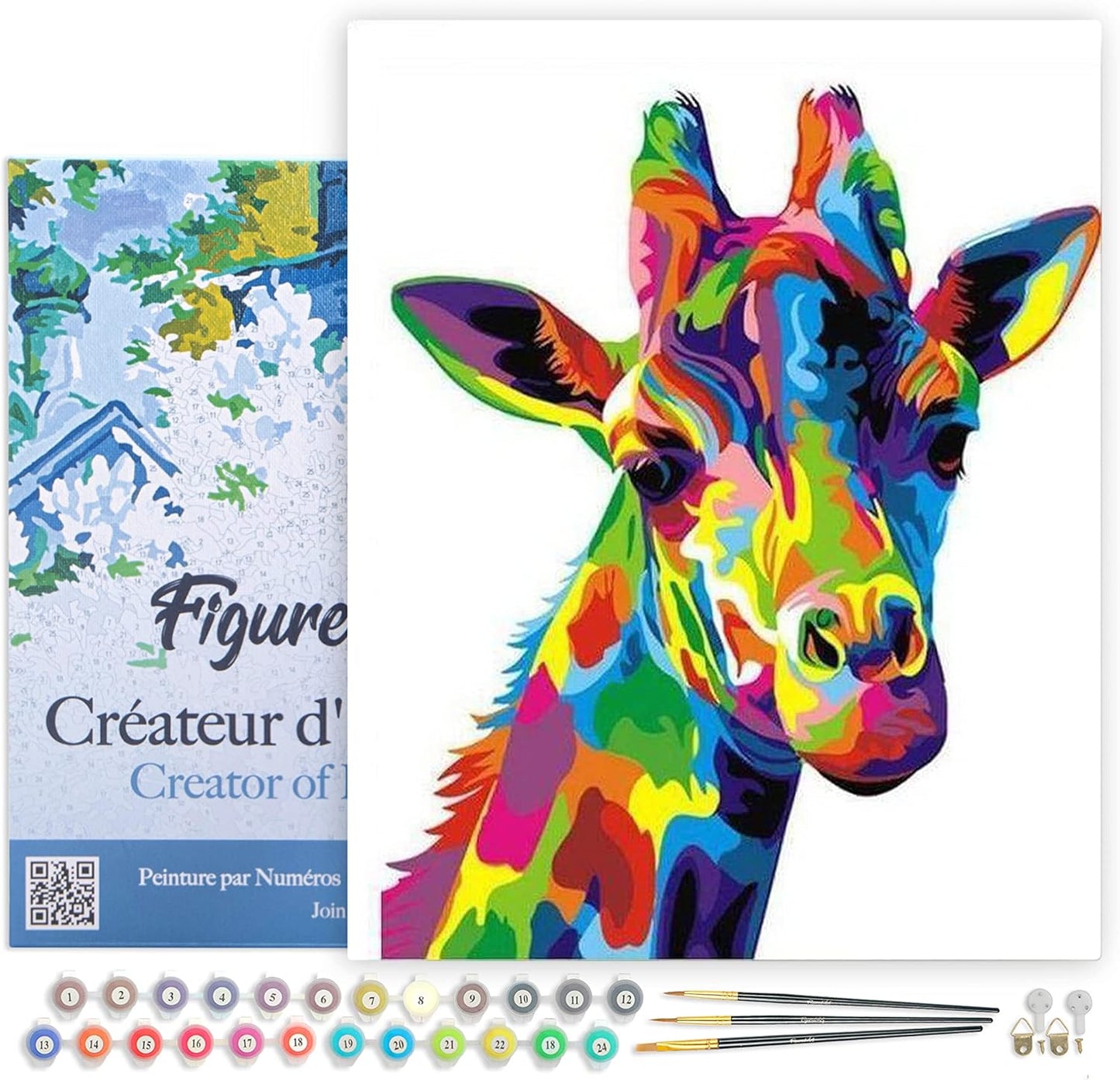 Malen nach Zahlen Set - Giraffe Pop Art, Giraffe Pop Art 40x50cm Mit Rahmen (bereits gespannt)