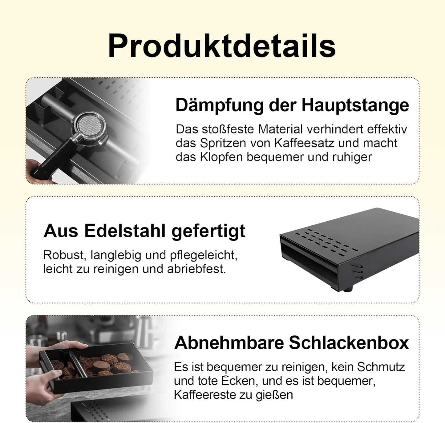 Abklopfbehälter in Schubladenform