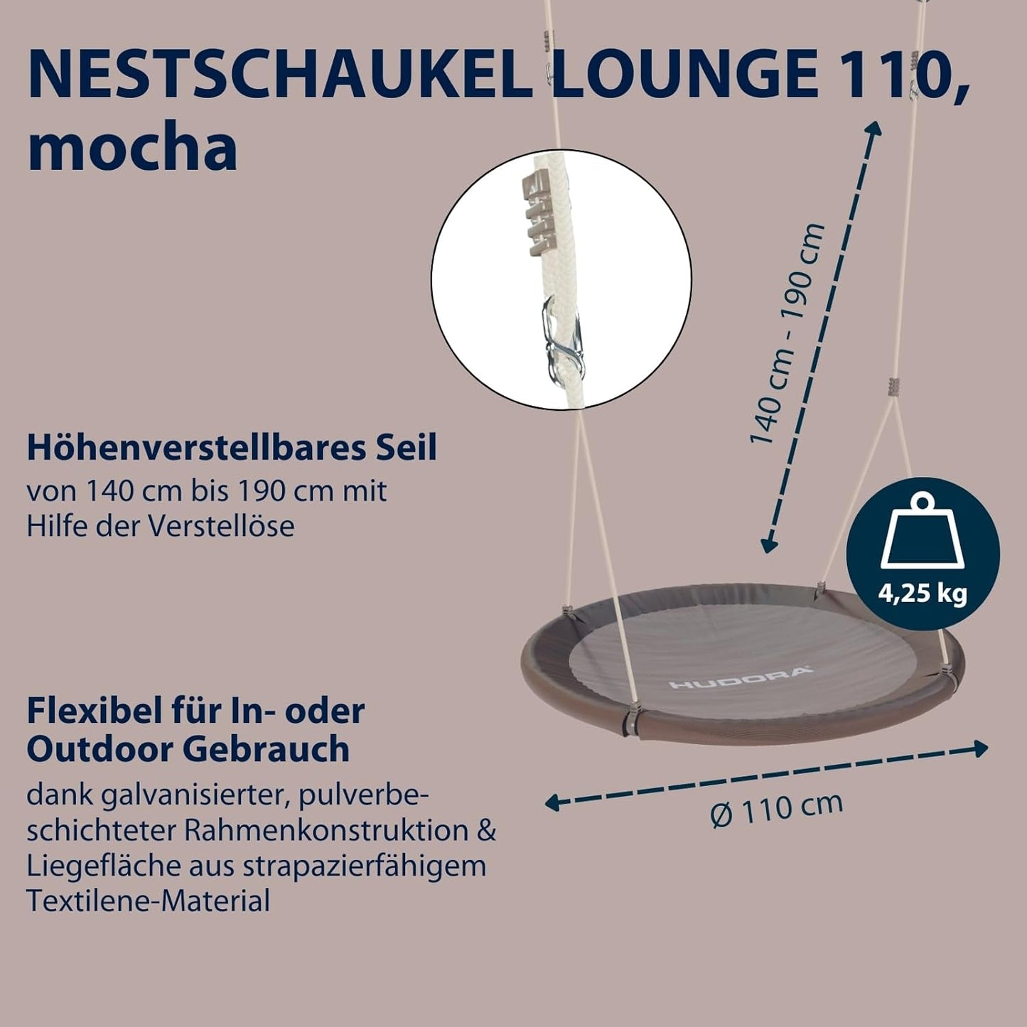 Nestschaukel Lounge, Mocha 110 cm Single