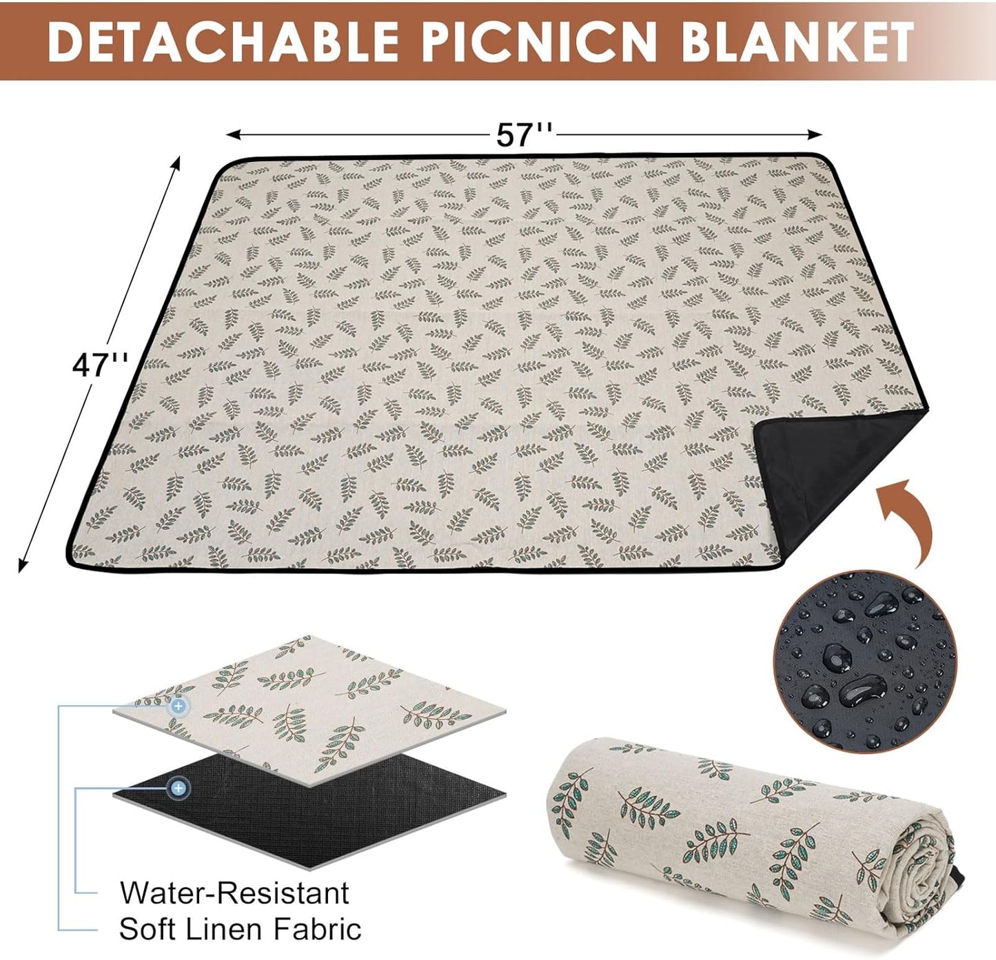 Picknickkorb-Set für 2 Personen mit Tisch & Decke, Grün 2 Personen