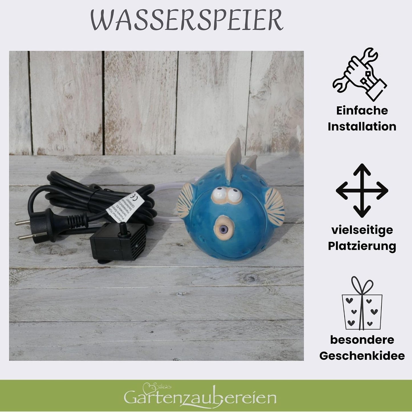 Fisch-Wasserspeier mit Pumpe