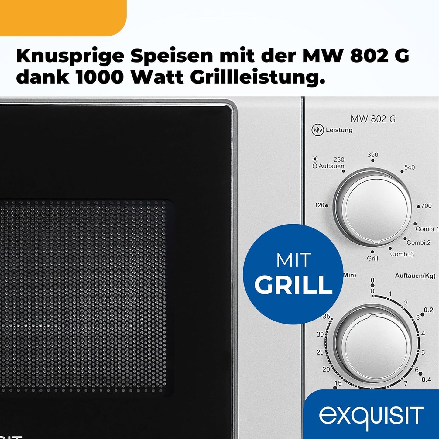 MW 802G Mikrowelle mit Grillfunktion, Silber