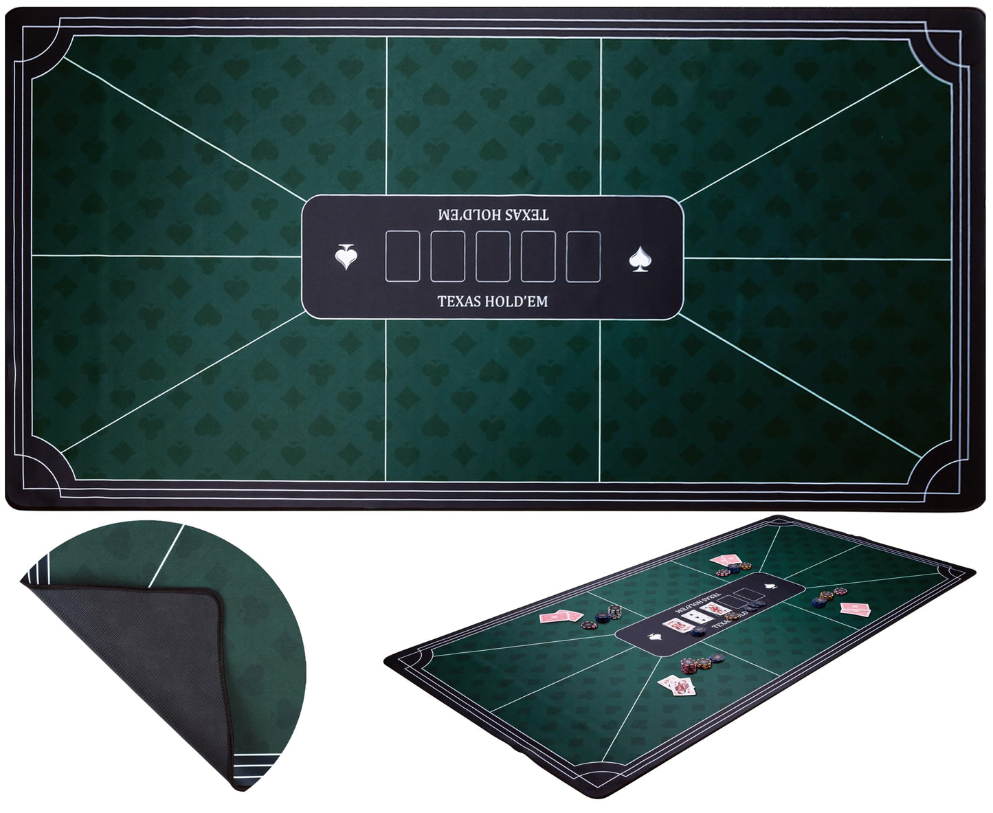 Pokermatte mit rutschfester Spielfläche, grün 180x90cm