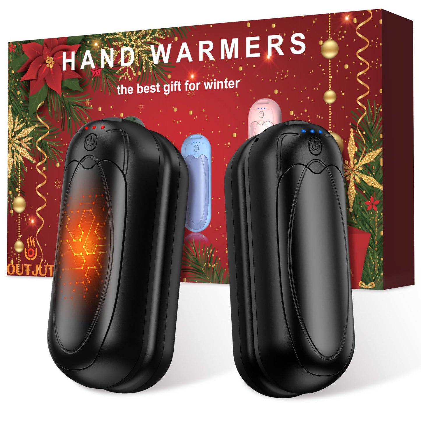 2er-Set Wiederaufladbare Handwärmer, 4-Pack Schwarz