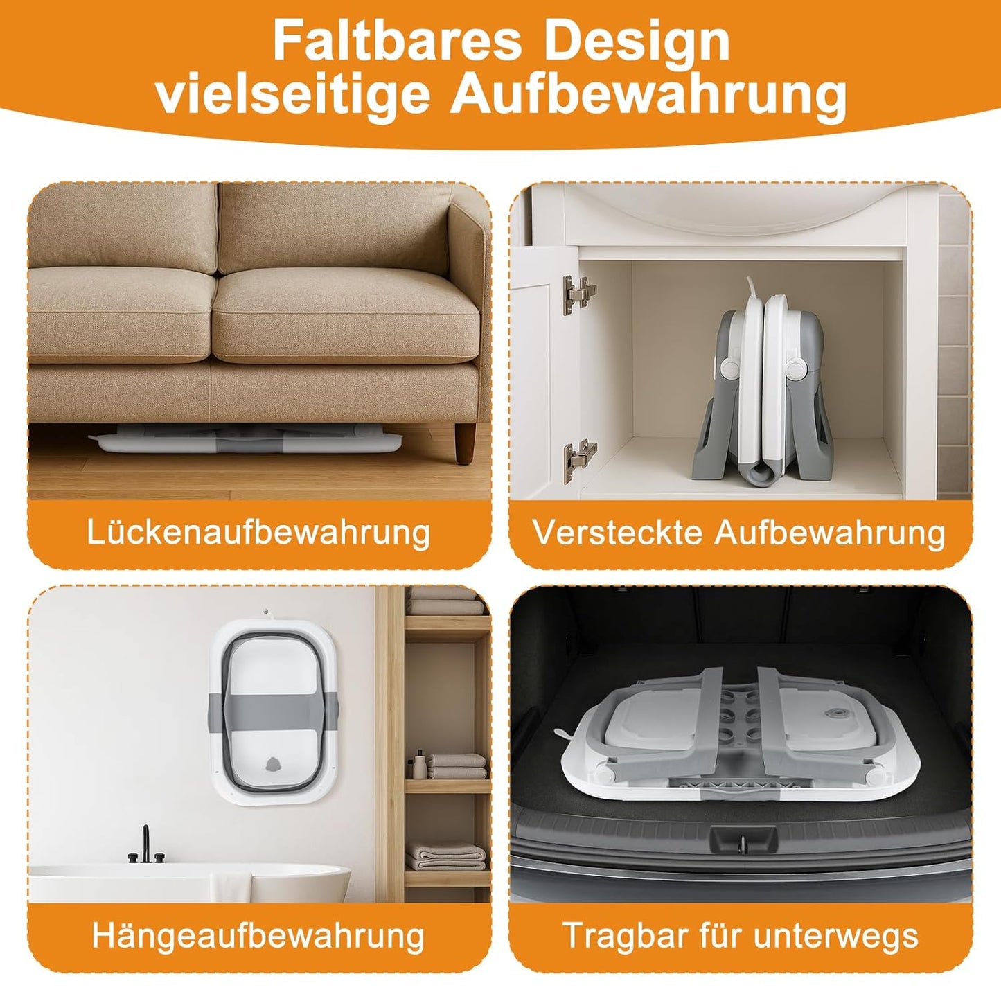 Faltbare Babybadewanne, Grau