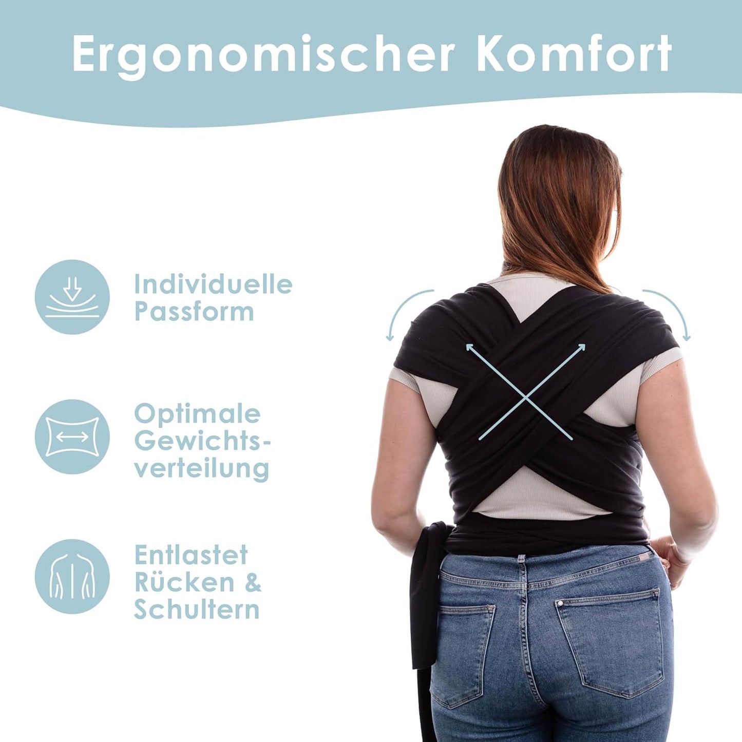 Babytragetuch für Neugeborene, Poly-Spandex Blend Black