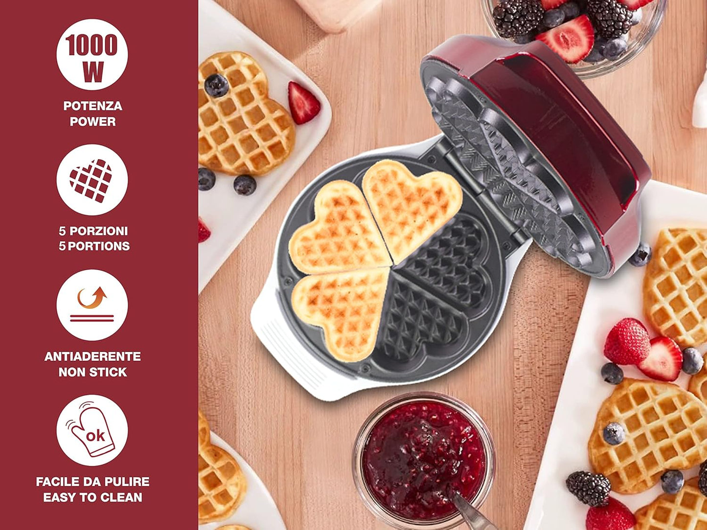 Waffeleisen für 5 Waffeln