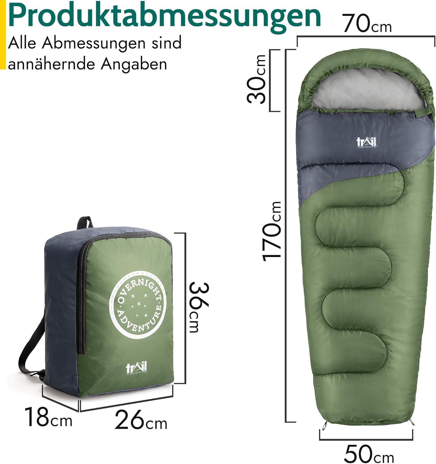 Mumienschlafsack für Kinder, Khaki
