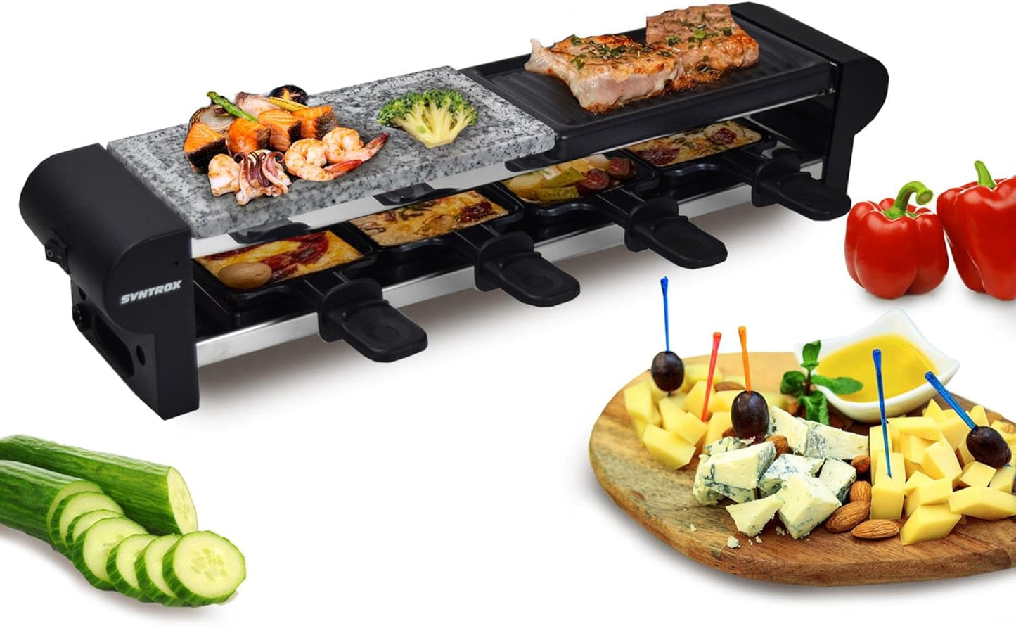 RAC-600W-Thurgau Raclette für 4 Personen, mit Grill und Heissem Stein