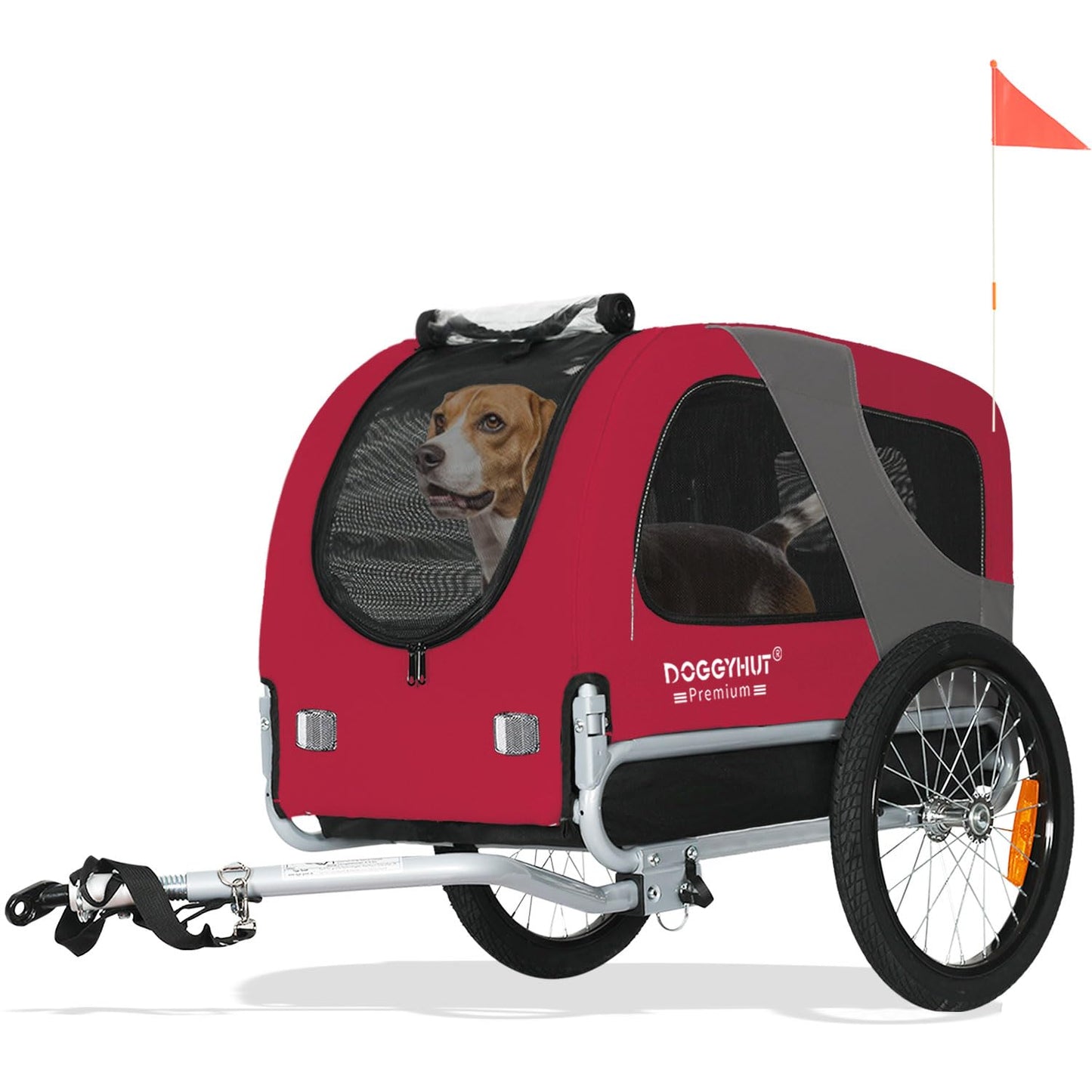 Doggyhut Velo Hundeanhänger klappbar für Hunde bis 23 kg, ROT