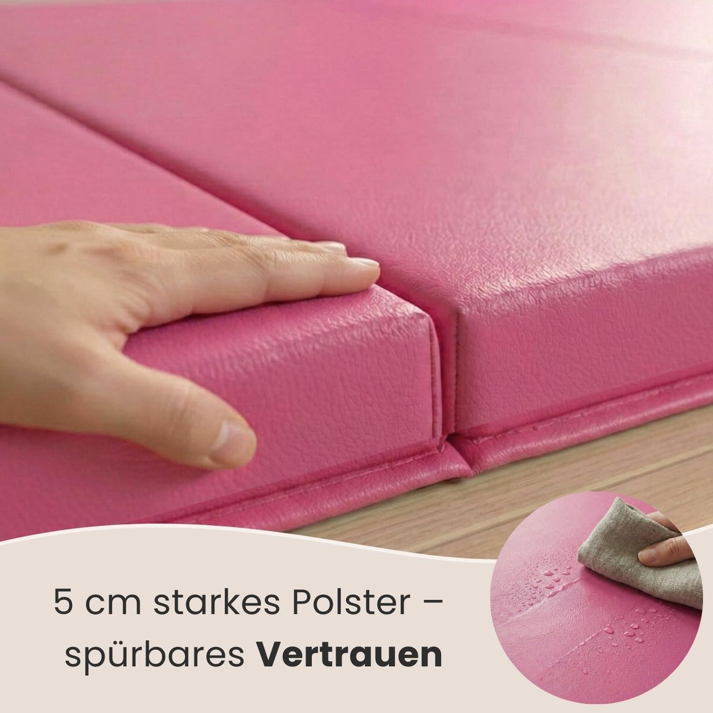 Klappbare Turn- und Gymnastikmatte, Pink-Schwarz 180 x 60 x 5 cm