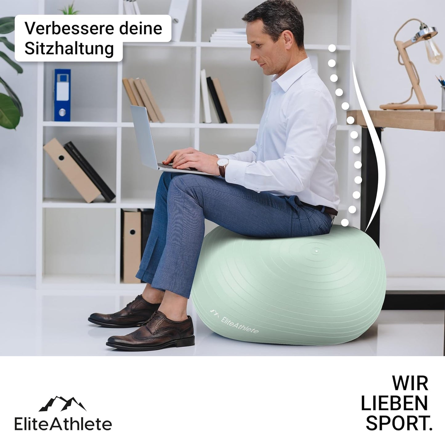 Ergonomischer Gymnastikball für Fitness und Schwangerschaft, Pastell Mint 85cm