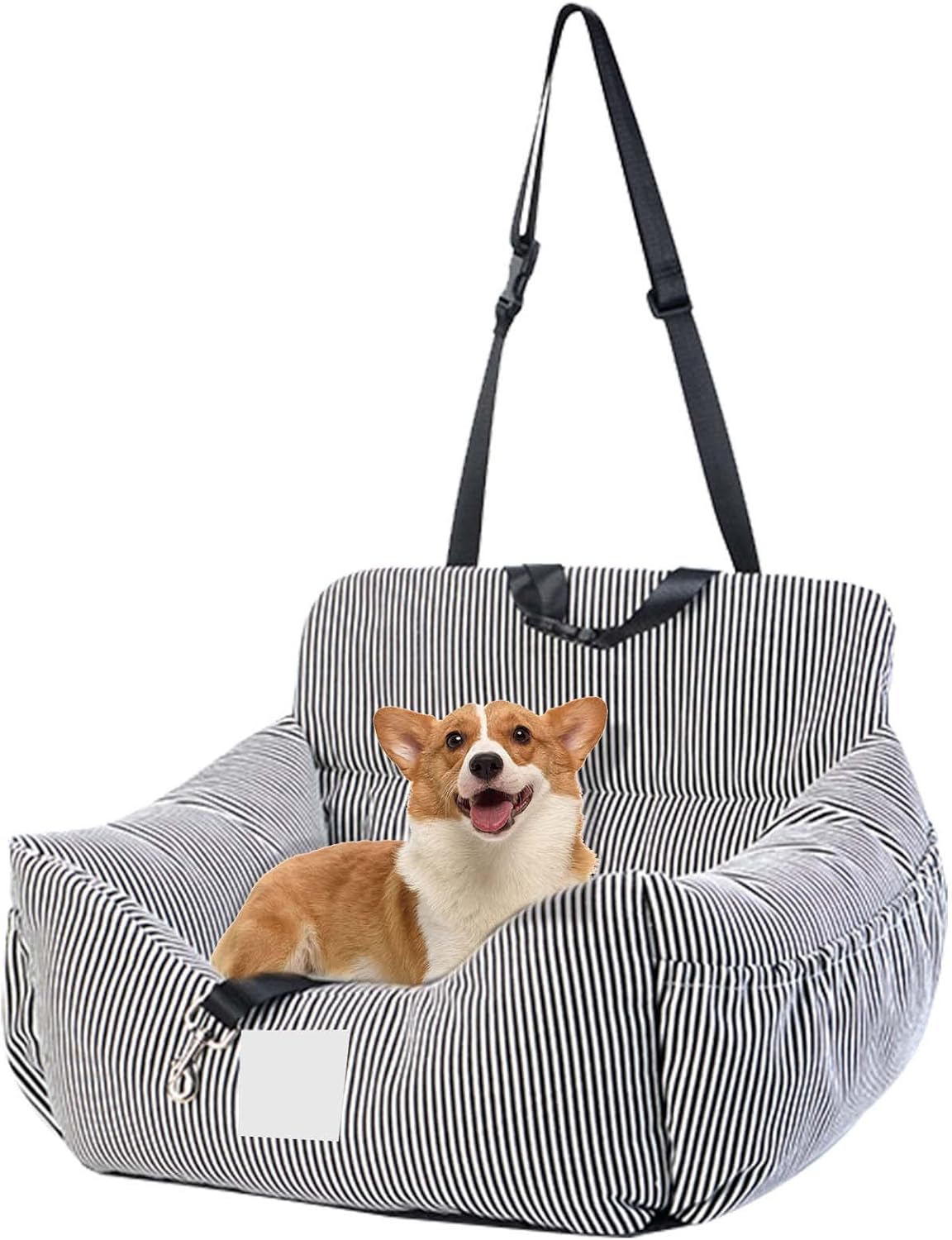 Hundeautositz mit Sicherheitsgurten, Schwarz-Weiss