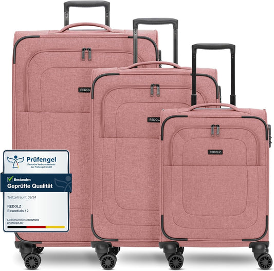 Essentials 12 THREE SET 4-Rollen Kofferset 3-tlg. mit Dehnfalte, Kofferset (3-teilig) 4-Rad erweiterbar Rose