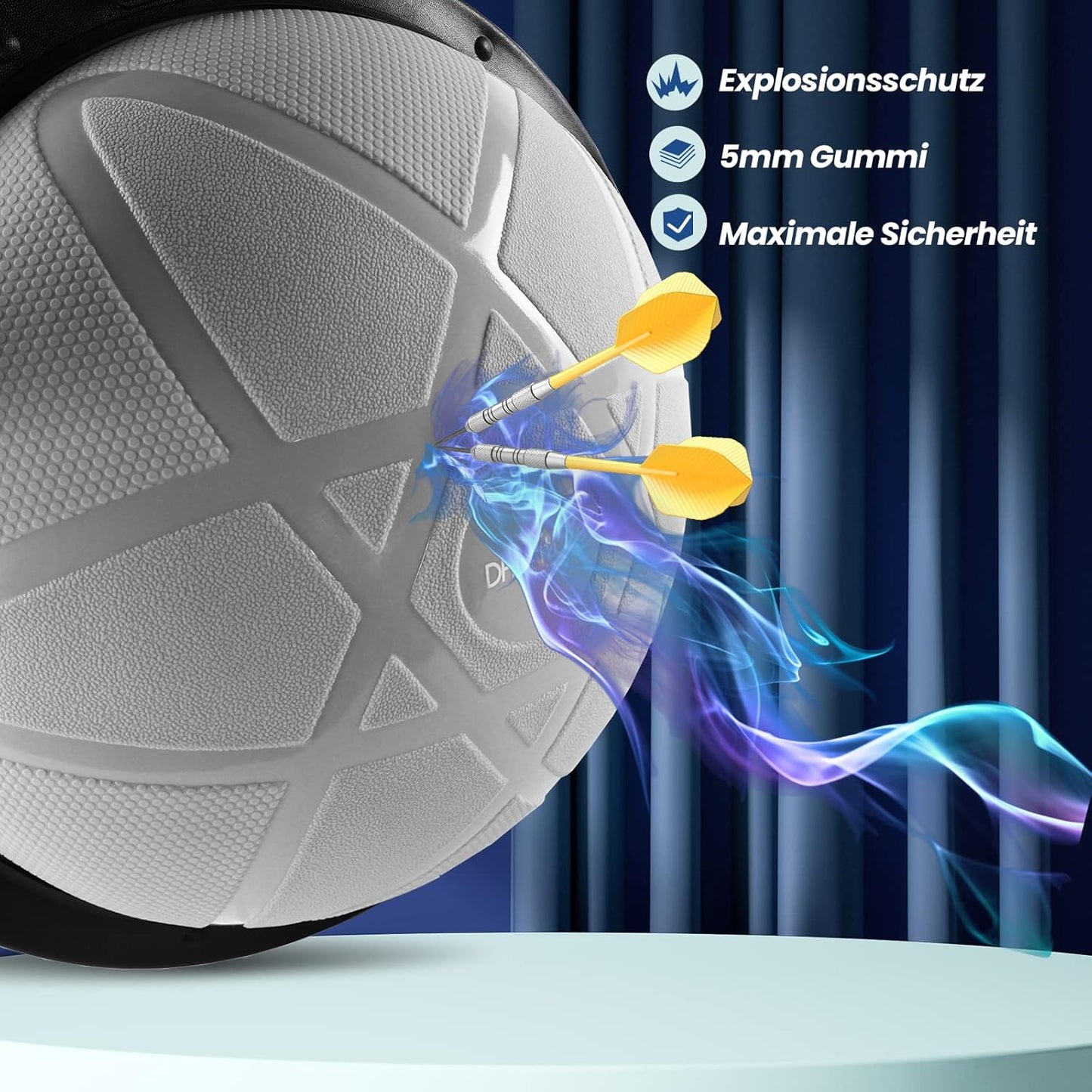 Balance Ball mit Fitnessbändern, Grau