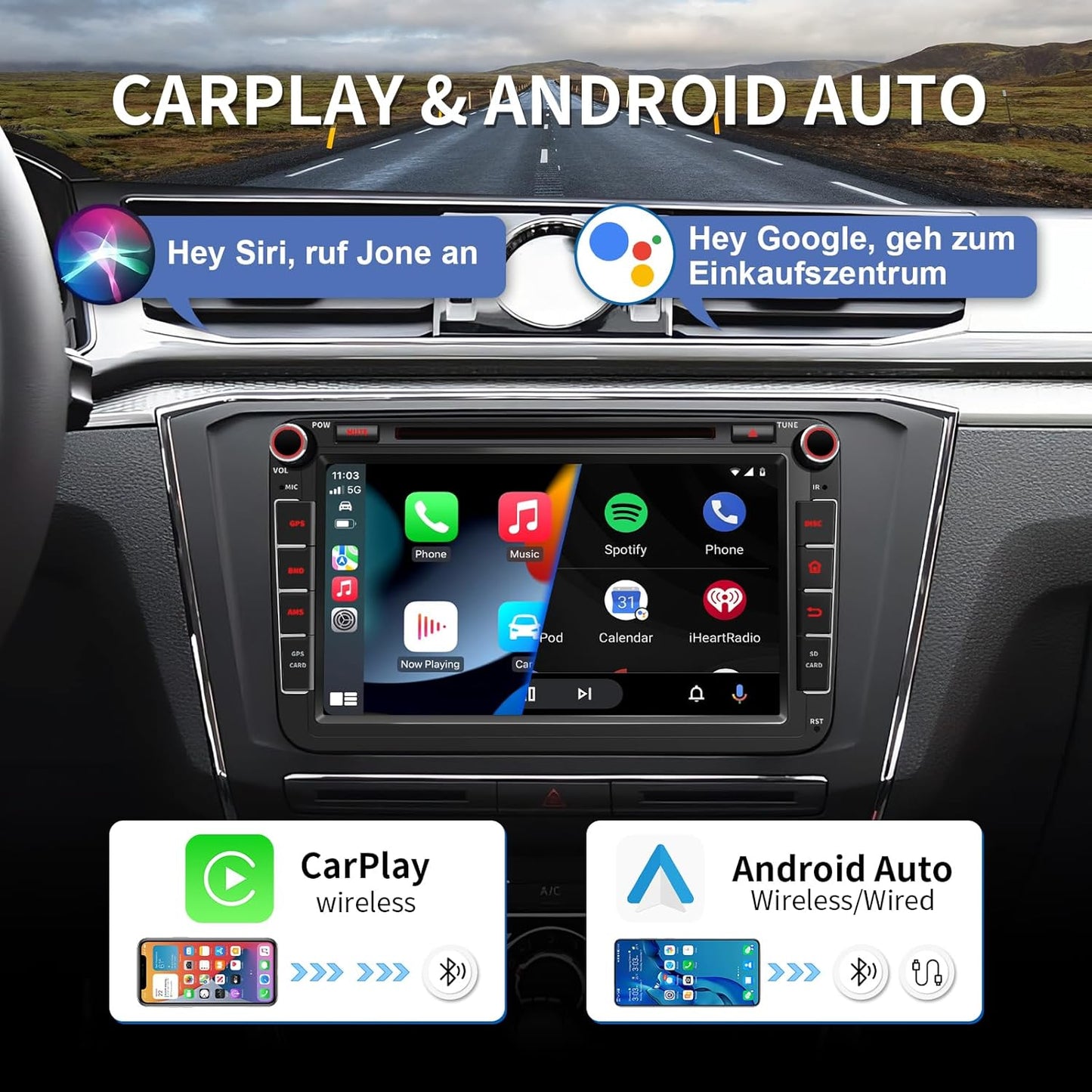 Android 13 Autoradio mit Navi für VW-Modelle, 8 Kern 4+64G für VW