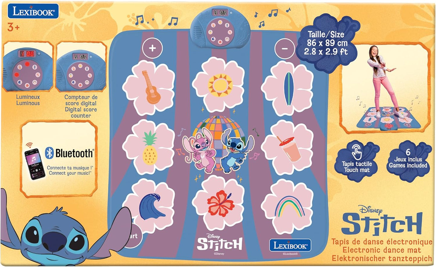 Elektronische Tanzmatte Stitch mit Bluetooth und 6 Spielmodi, Disney Stitch