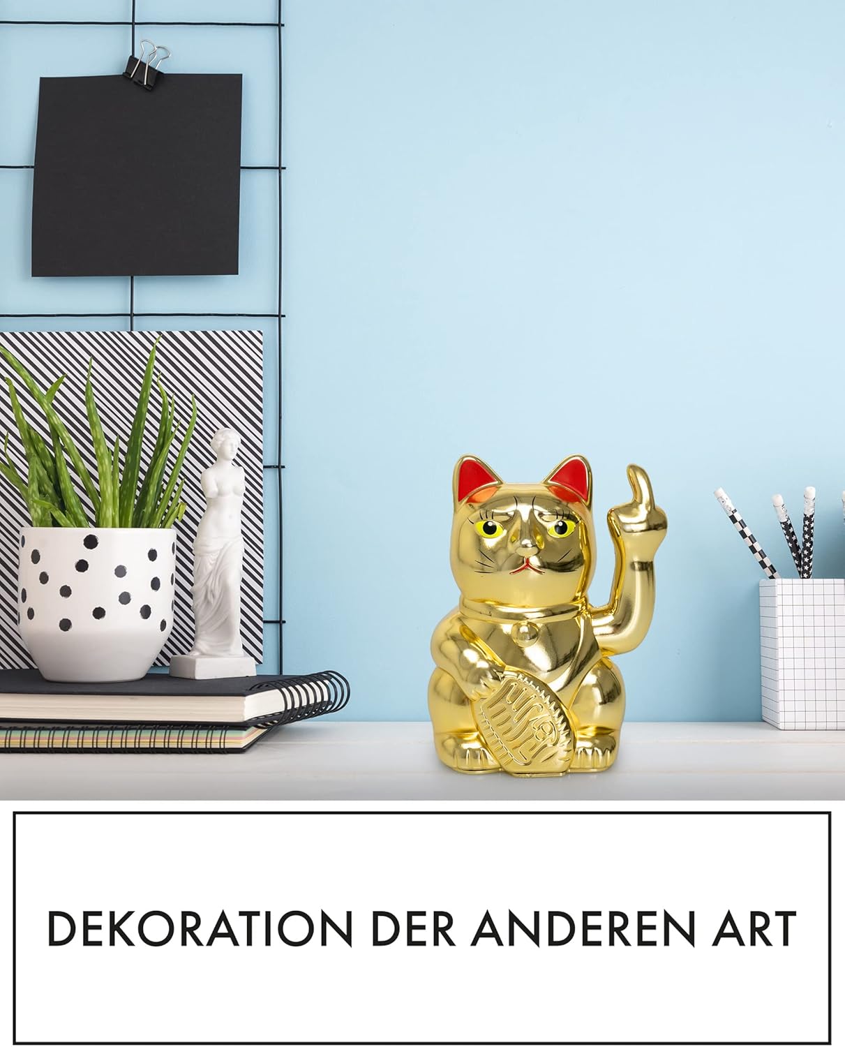 Winkekatze mit Mittelfinger, Gold