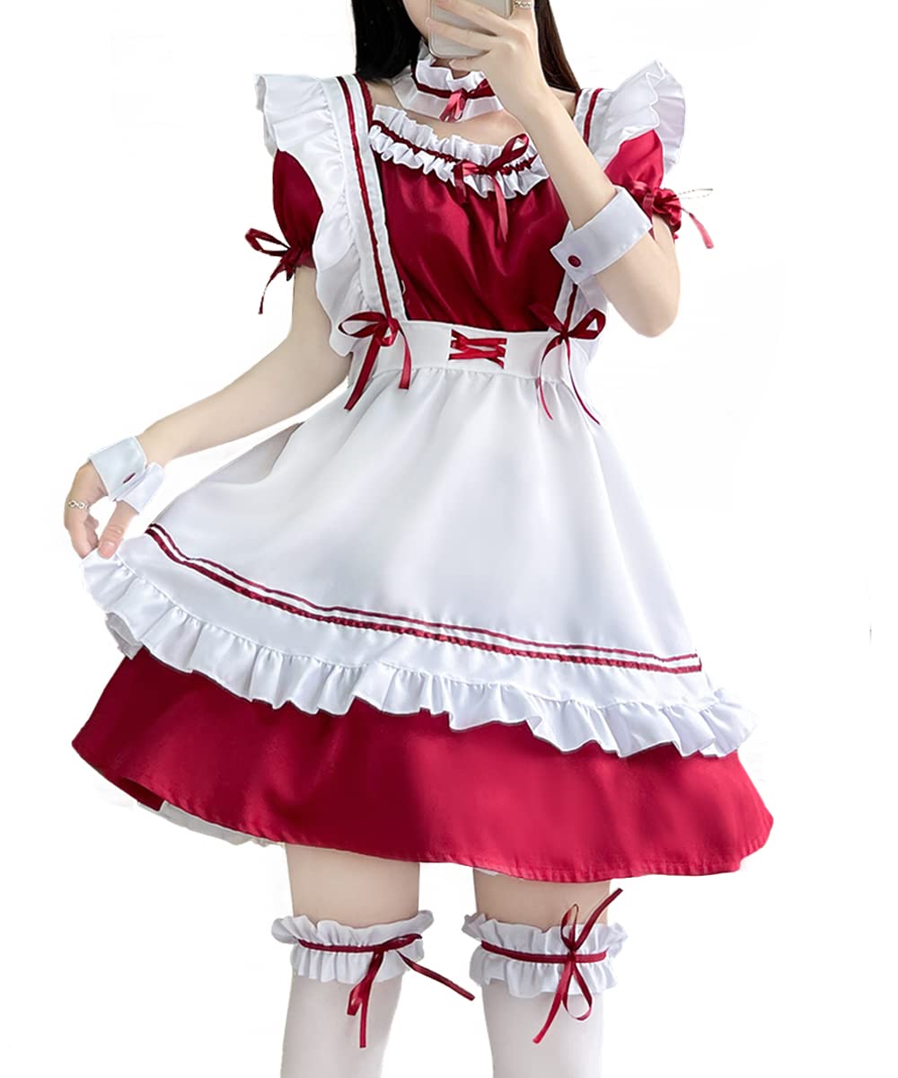Anime Dienstmädchenkostüm, Burgundisch L