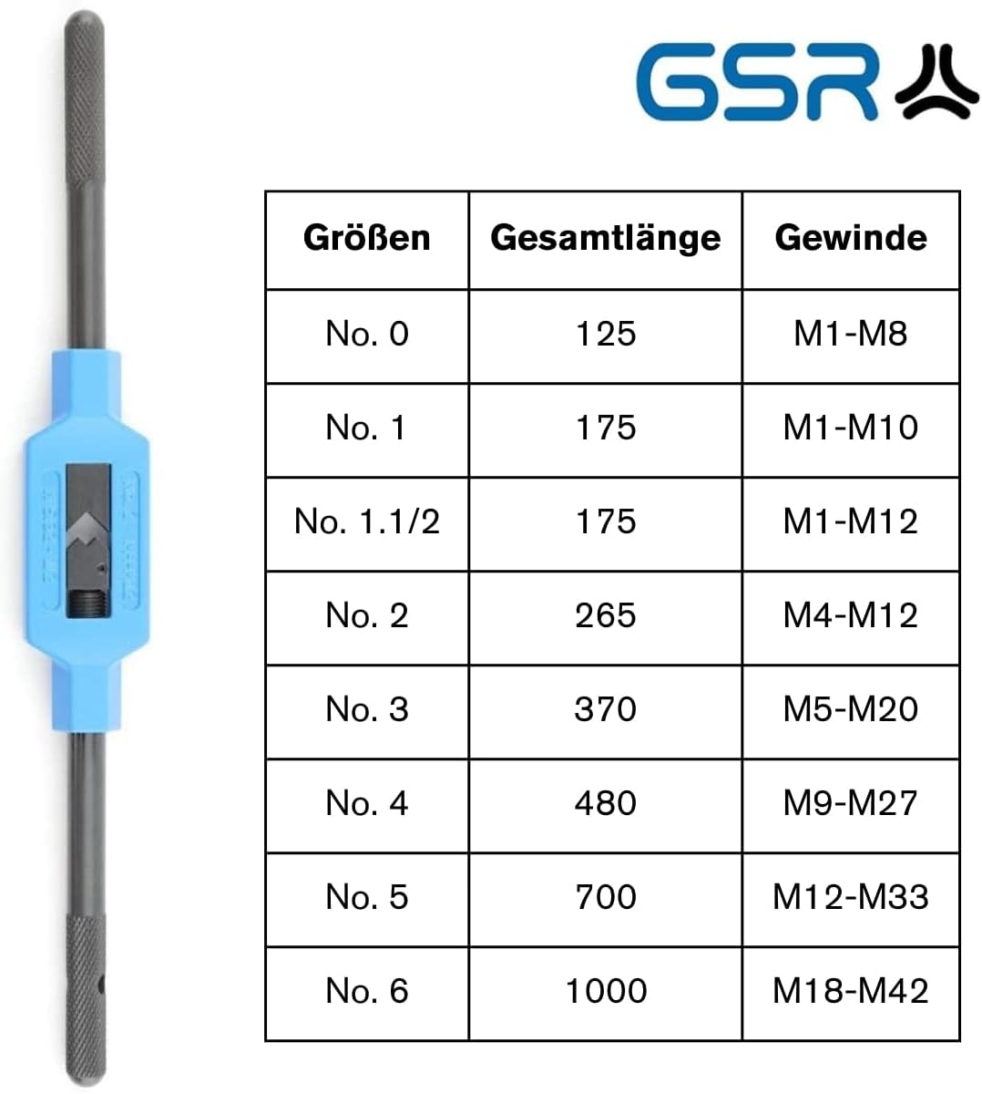 Verstellbares Windeisen-Set (M12-M33), ‎Nr. 5 | M12 -M33 | BSW 1/2-1 1/4 | BSP G1/4-1"