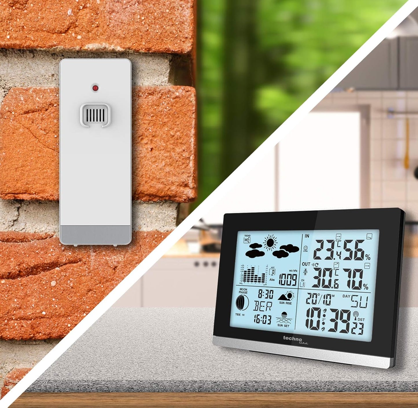 Wetterstation WS 6762 mit drei Aussensender, moderne Wetterstation inkl. 3 Sensoren TX205DTH-IT