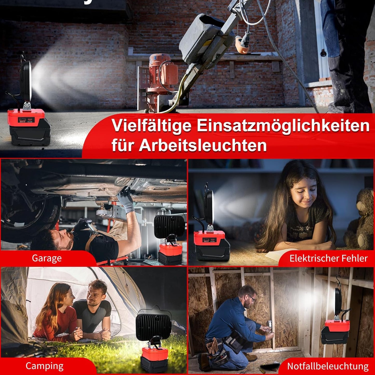 LED Arbeitsleuchte MWQ18V5IN mit USB-Aufladung, Weiss