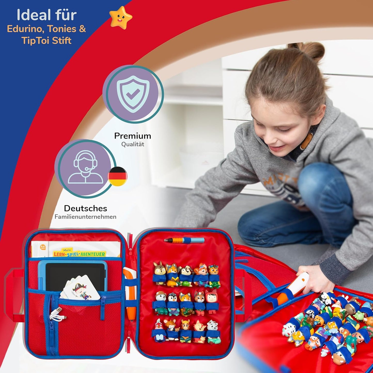 Tasche für Edurino, Tonie & TipToi Zubehör, Paolo Pirat (Blau)