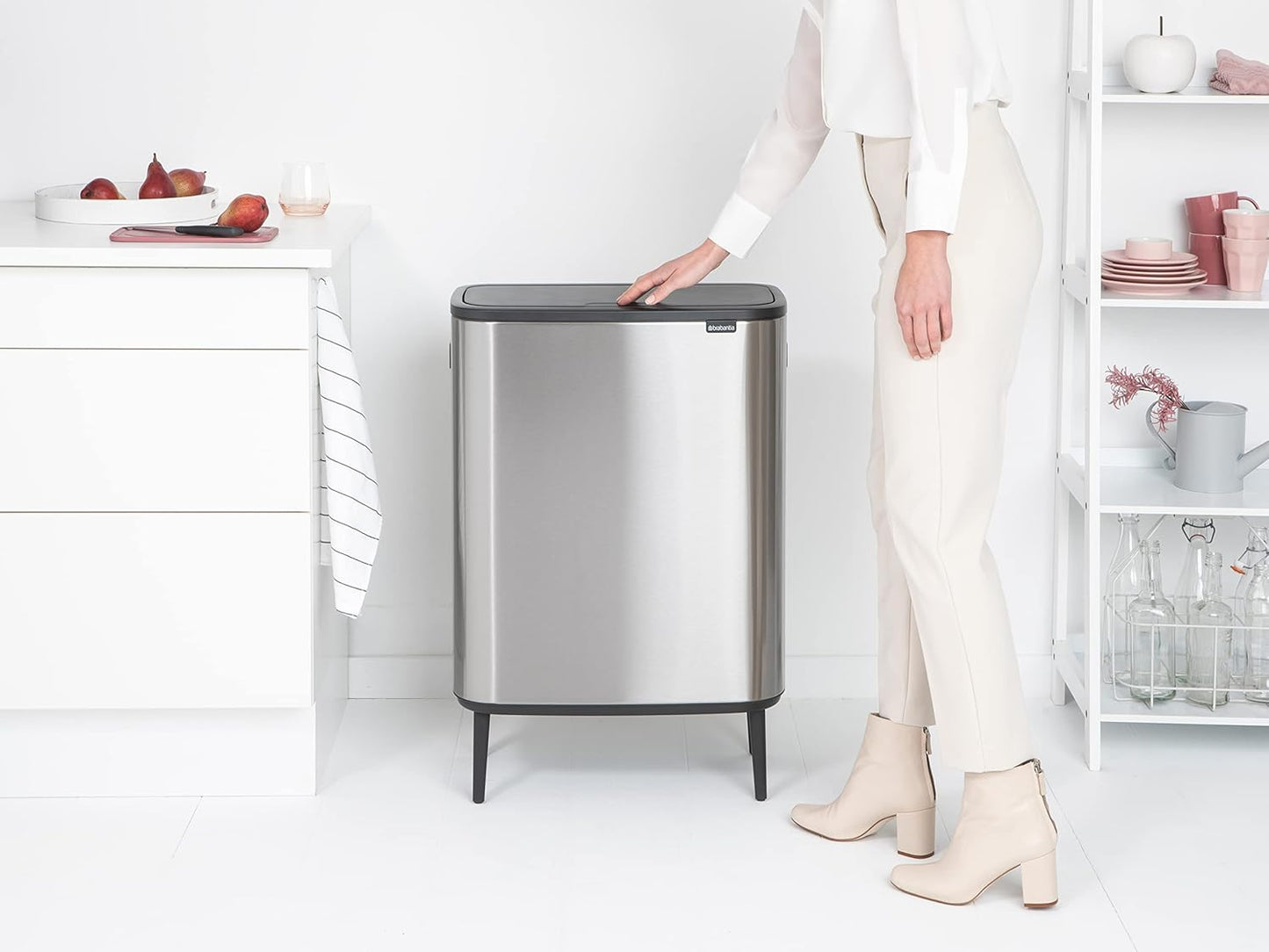 Bo Waste Bin, 2 Inneneimer (2 x 30L) Matt Steel Fingerprint Proof