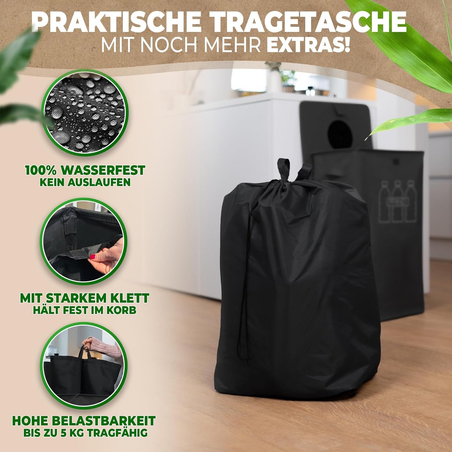 Pfandflaschen-Sammelbehälter mit Einwurf, Schwarz
