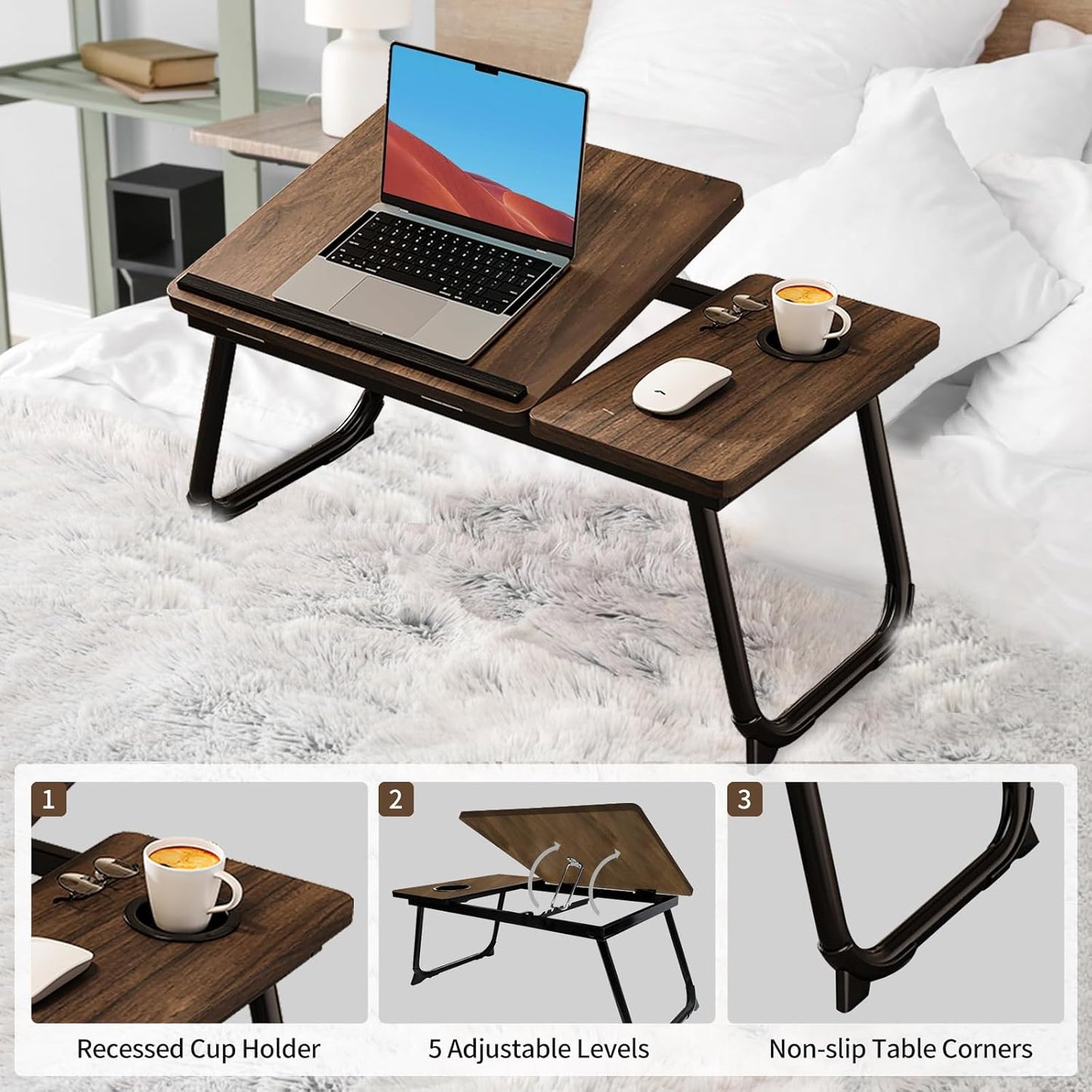 Klappbarer Laptoptisch, Braun