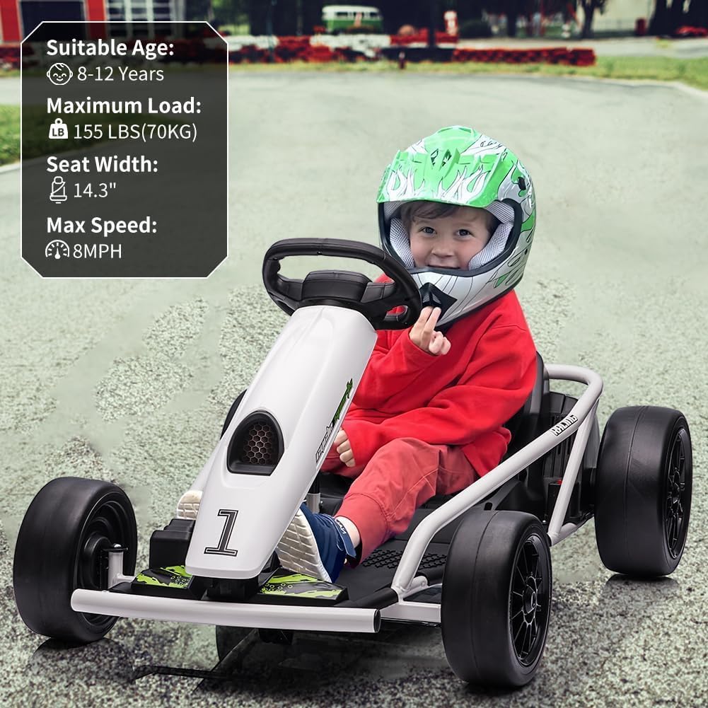Elektrisches Drift-Kart für Kinder, Weiss