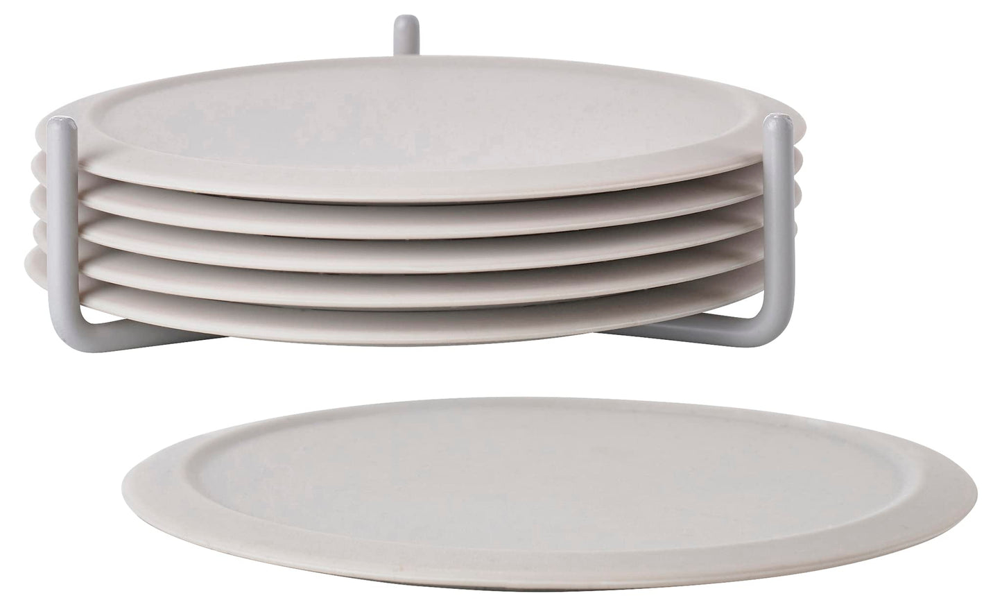 Glasuntersetzer, 6 Stück, Diameter 10 cm, Height 3.1 cm Warm Grey