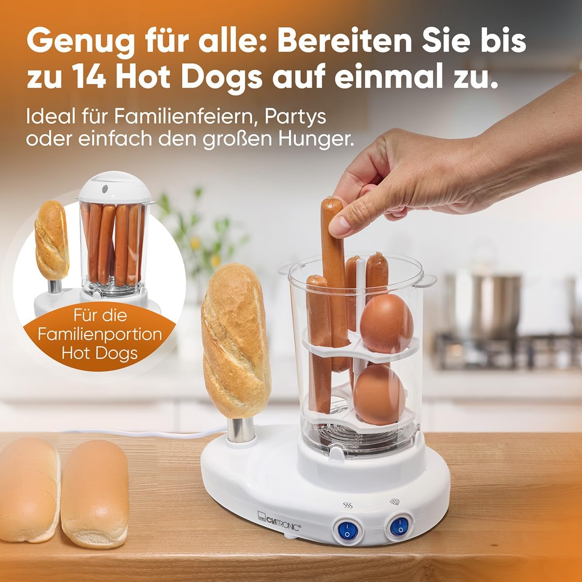 2in1 Hot Dog Maker & Eierkocher Set, Single