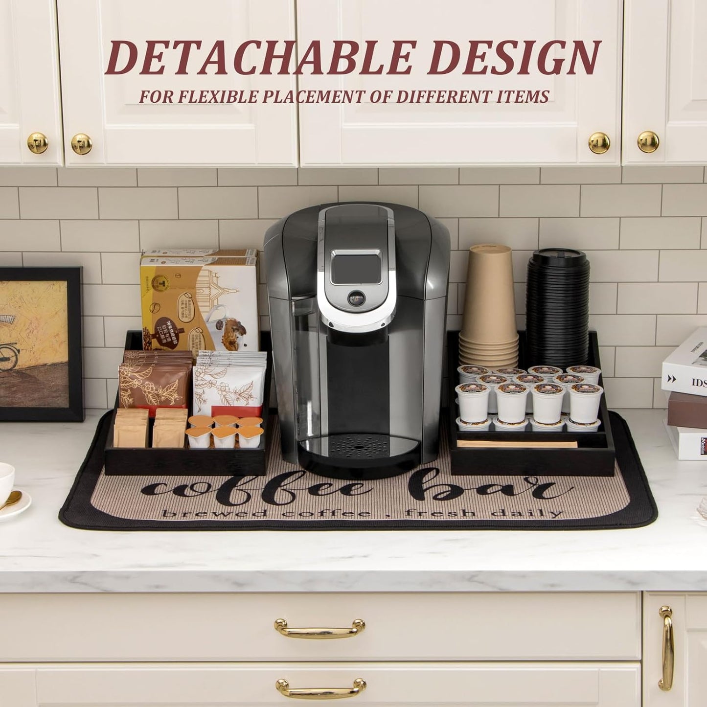 2-in-1 Kaffee-Organizer mit 9 Fächern für Kaffeestation, Zwei-in-eins (9 Fächer)