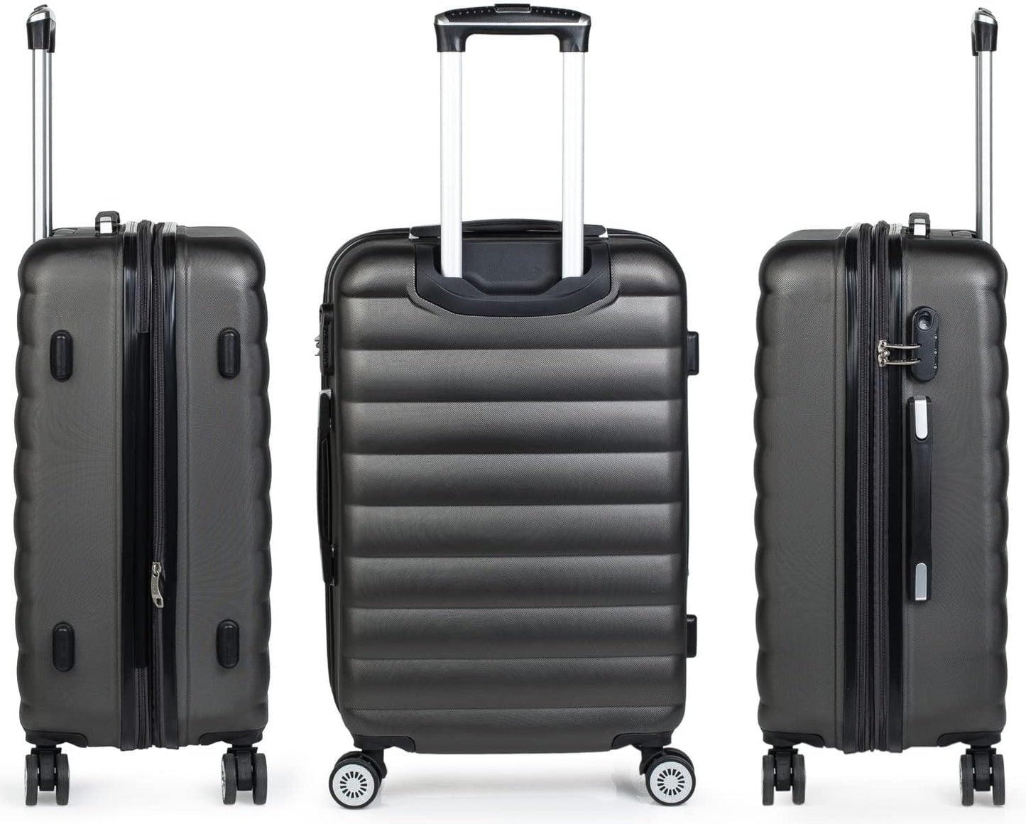 Hartschalenkoffer mit Beauty-Case, Antrazit M + XS