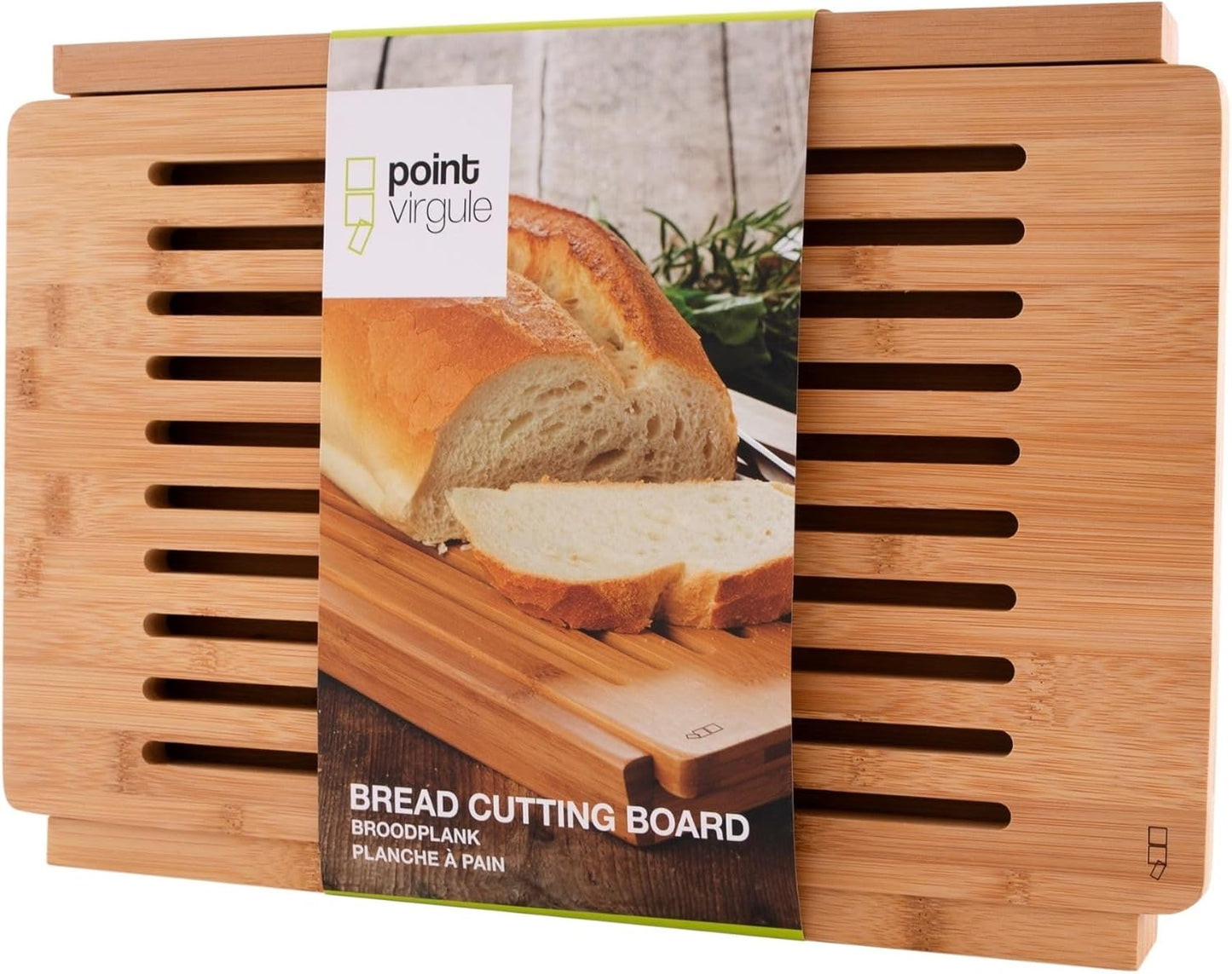 Brotschneidebrett mit Krümelrost und Auffangschale, 40L x 27B cm