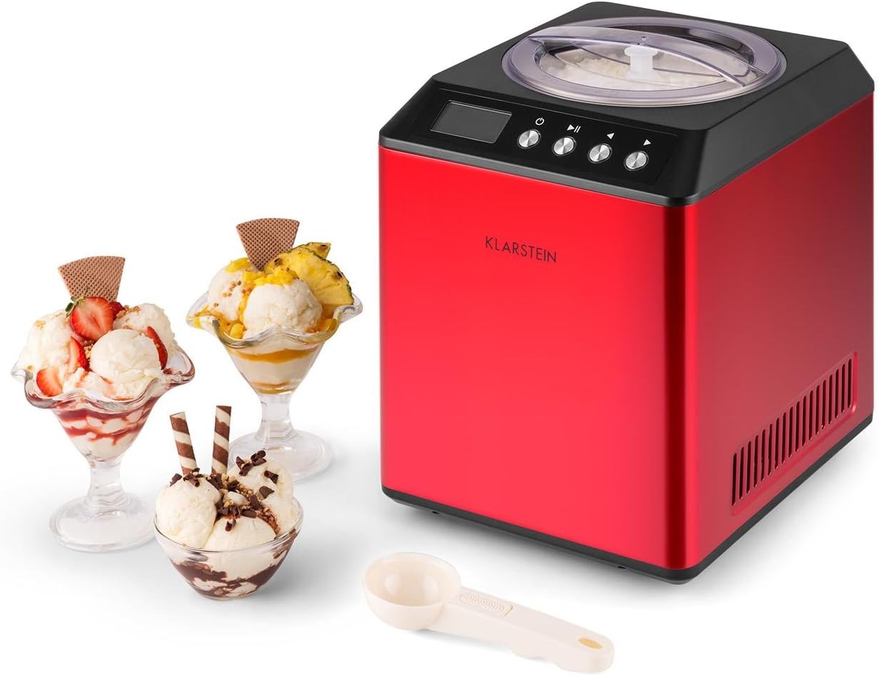 Vanilla Sky Eismaschine mit Timer und LED-Display, 2 L, Rot