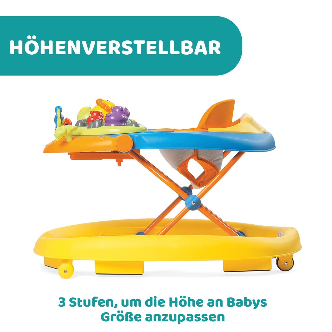 Walky Talky höhenverstellbarer Lauflernwagen mit Aktivitätszentrum, Sunny