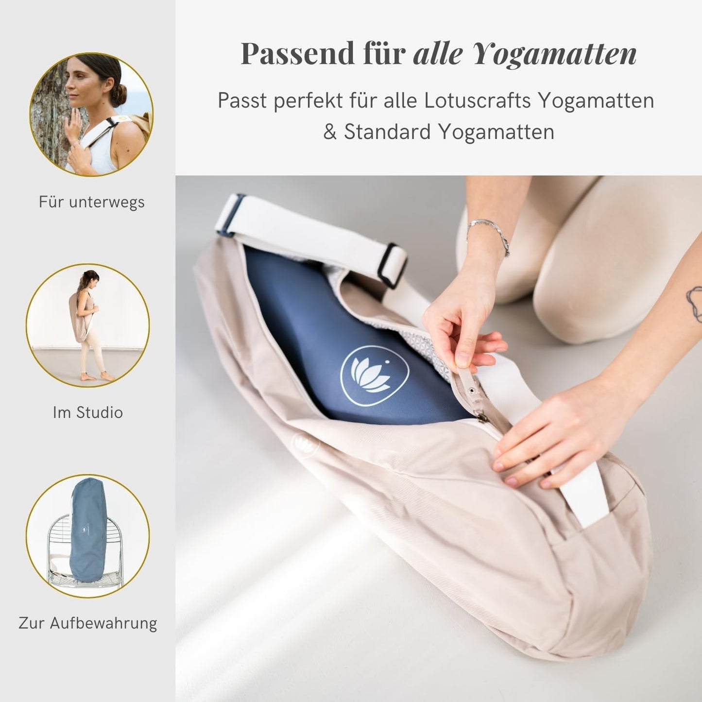 Yogatasche Pune aus Bio-Baumwolle 72 cm, Indigo Dust