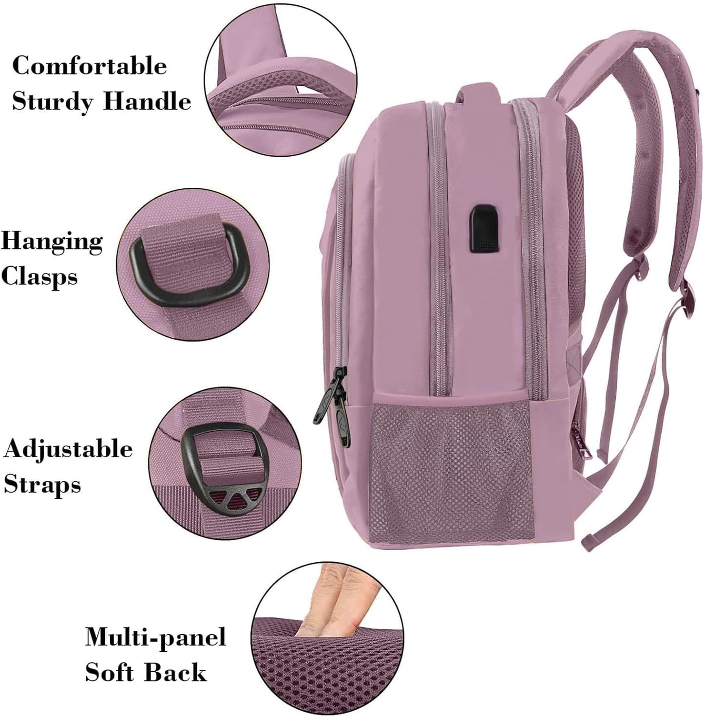 Business Laptop Rucksack mit USB Ladeanschluss, 15.6" Lila