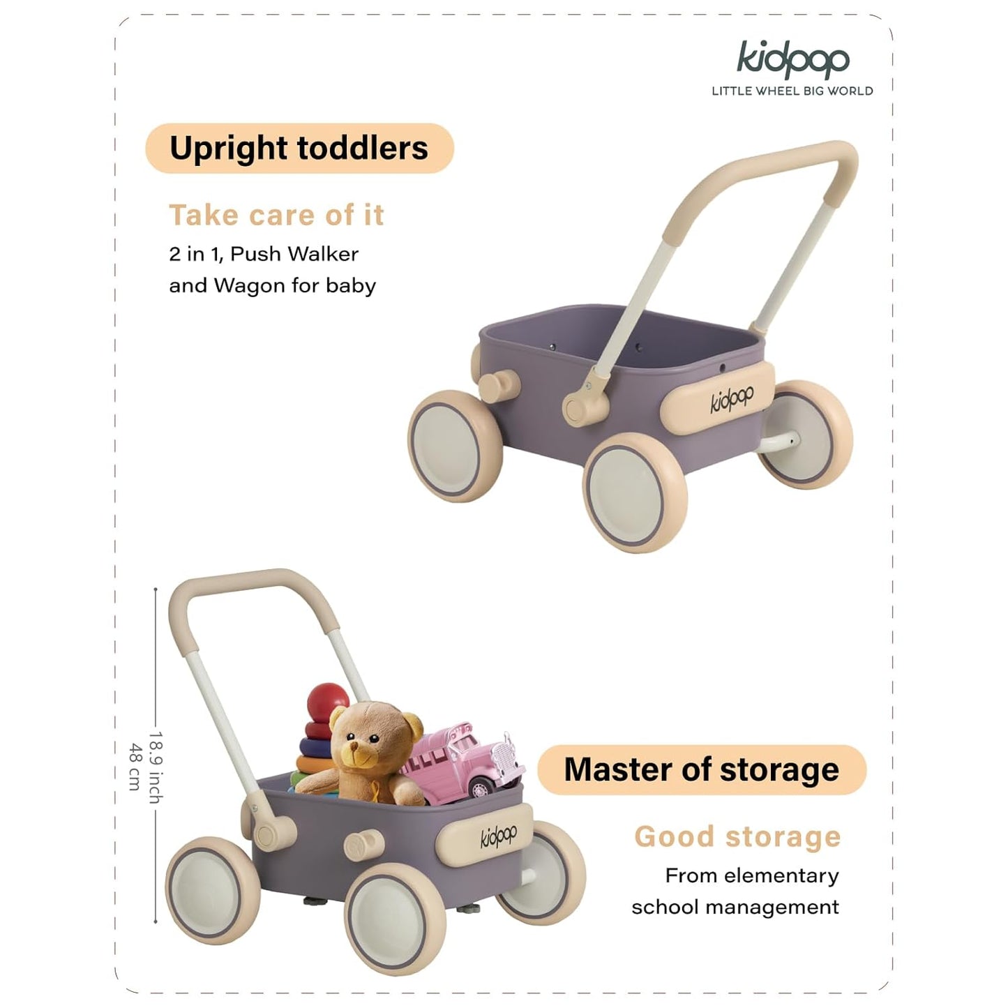 2-in-1 Baby Lauflernwagen, Violett