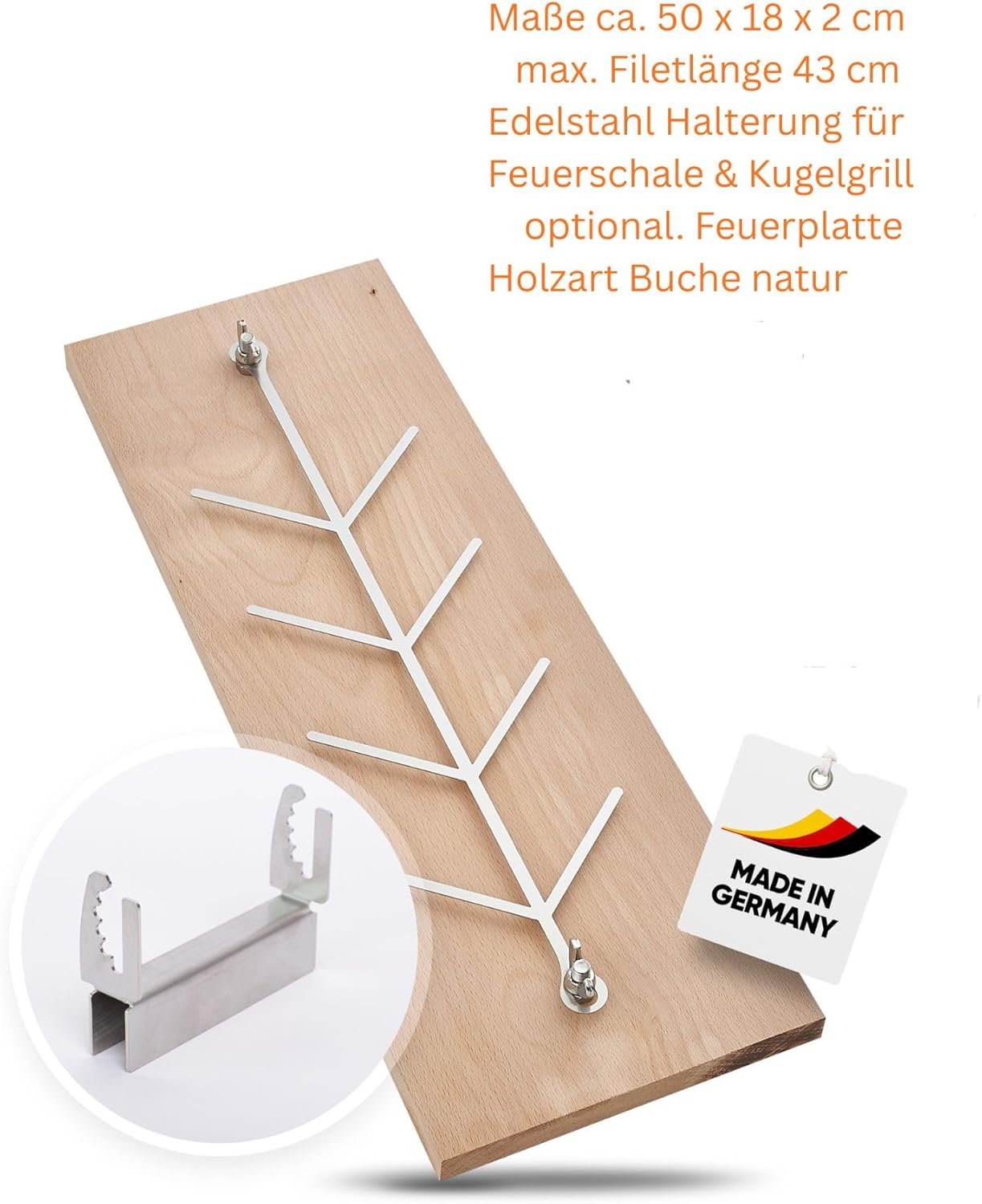 Flammlachsbrett für Feuerschale und Grill
